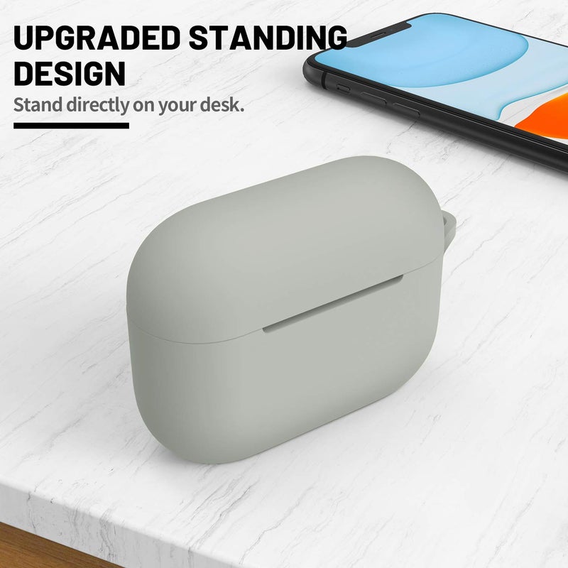 ATUAT for AirPods Pro 1st/2nd Generation Case Cover, Protective Silicone Skin Accessories with Keychain for Women Men for Apple AirPods Pro 2019/2022 Charging Case,Front LED Visible-Grey - Image 2